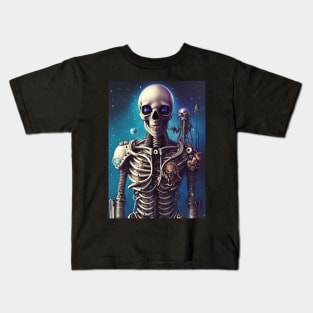 Skeleton Astronaut | Space Skull | Dystopian Art | Skull Astronaut Artwork | Fantasy Astronaut Skull Kids T-Shirt